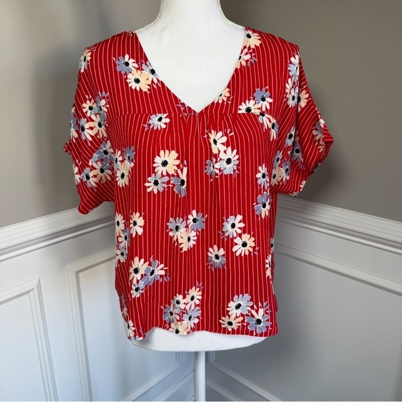 Madewell Floral Striped Button-Back Top, Size XS - Picture 3 of 4